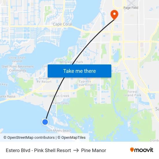 Estero Blvd - Pink Shell Resort to Pine Manor map