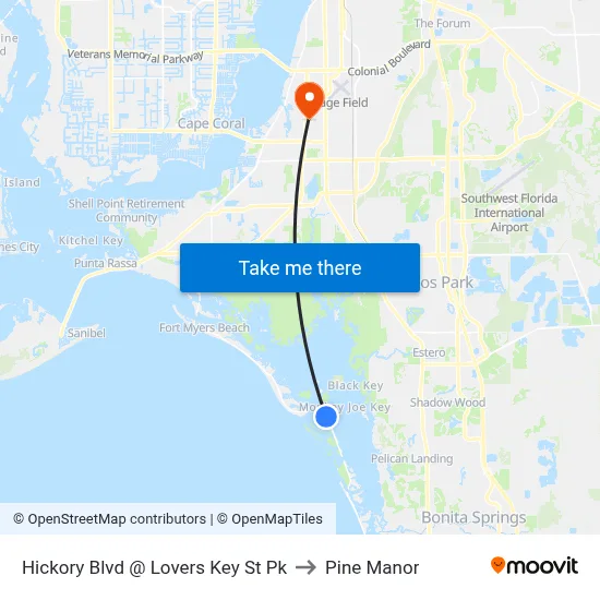Hickory Blvd @ Lovers Key St Pk to Pine Manor map