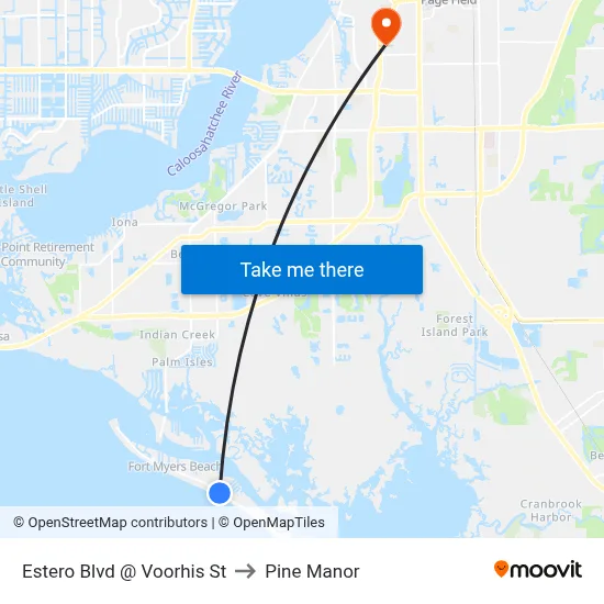 Estero Blvd @ Voorhis St to Pine Manor map
