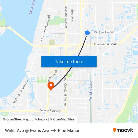 Wnklr Ave @ Evans Ave to Pine Manor map
