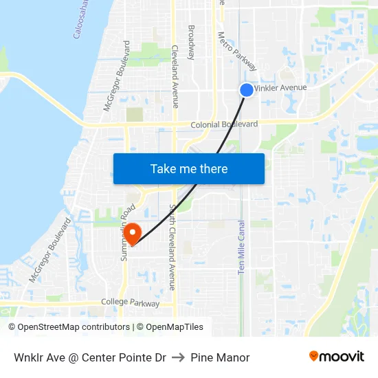 Wnklr Ave @ Center Pointe Dr to Pine Manor map