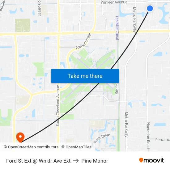 Ford St Ext @ Wnklr Ave Ext to Pine Manor map