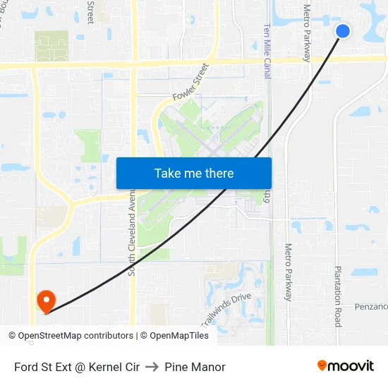 Ford St Ext @ Kernel Cir to Pine Manor map