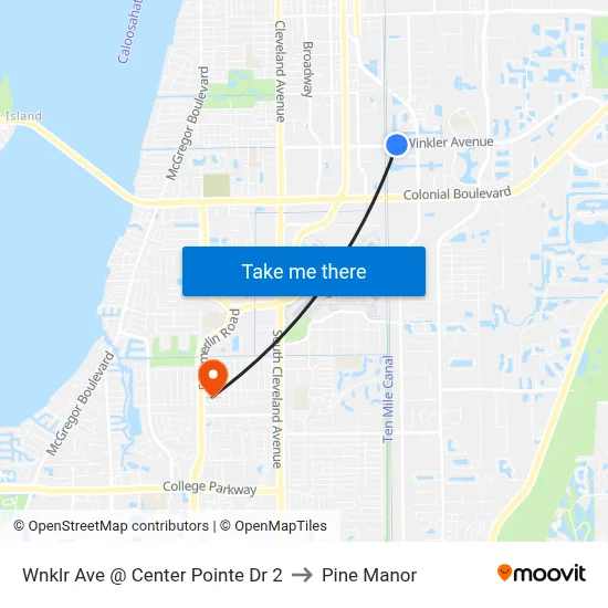Wnklr Ave @ Center Pointe Dr 2 to Pine Manor map