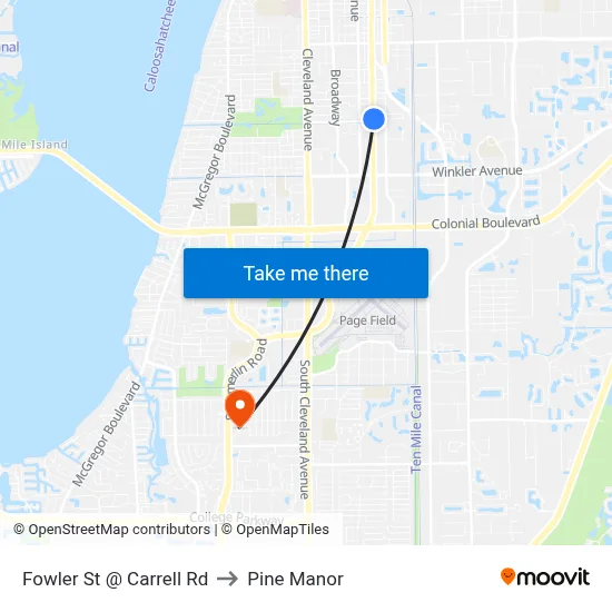 Fowler St @ Carrell Rd to Pine Manor map