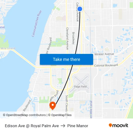 Edison Ave @ Royal Palm Ave to Pine Manor map