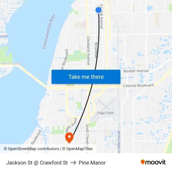 Jackson St @ Crawford St to Pine Manor map