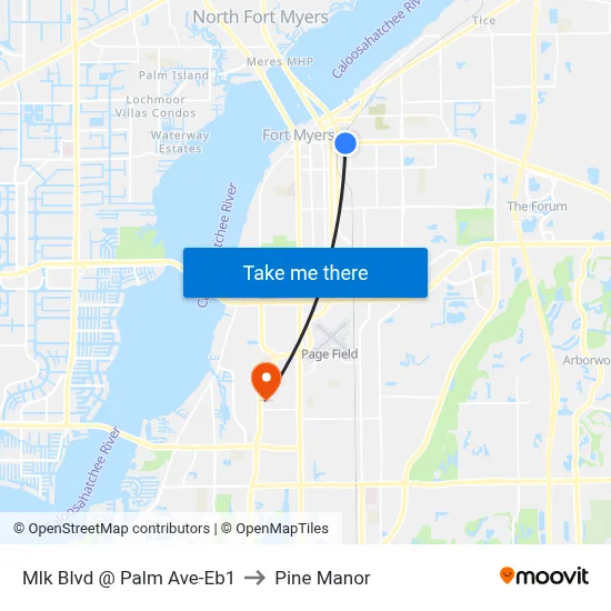 Mlk Blvd @ Palm Ave-Eb1 to Pine Manor map