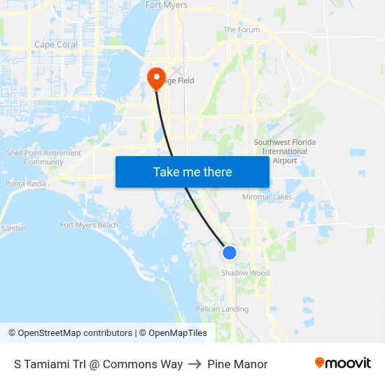 S Tamiami Trl @ Commons Way to Pine Manor map