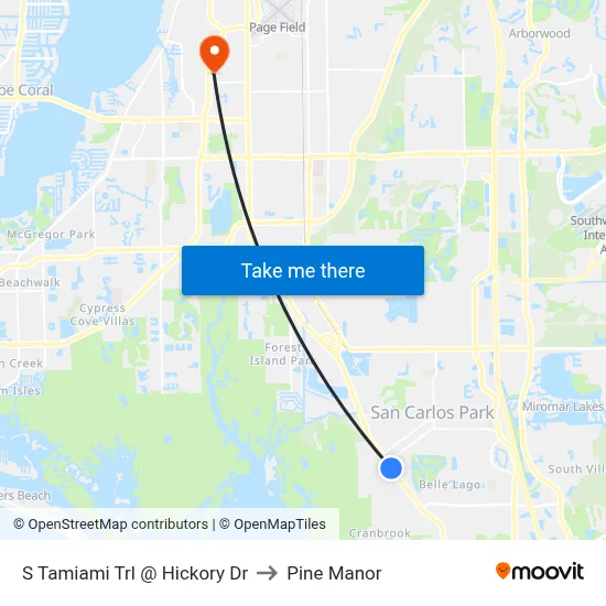 S Tamiami Trl @ Hickory Dr to Pine Manor map