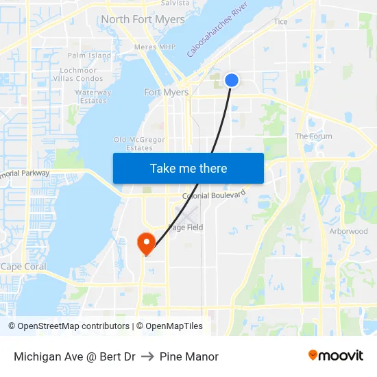 Michigan Ave @ Bert Dr to Pine Manor map