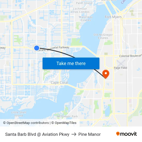 Santa Barb Blvd @ Aviation Pkwy to Pine Manor map