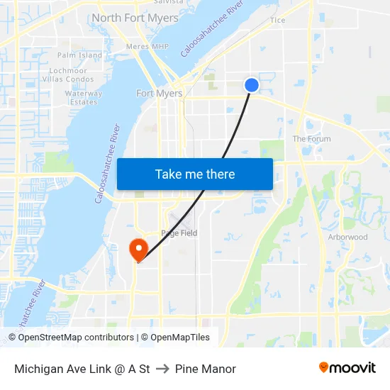 Michigan Ave Link @ A St to Pine Manor map