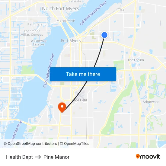 Health Dept to Pine Manor map