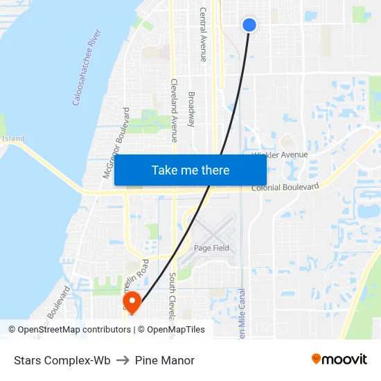 Stars Complex-Wb to Pine Manor map