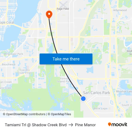 Tamiami Trl @ Shadow Creek Blvd to Pine Manor map
