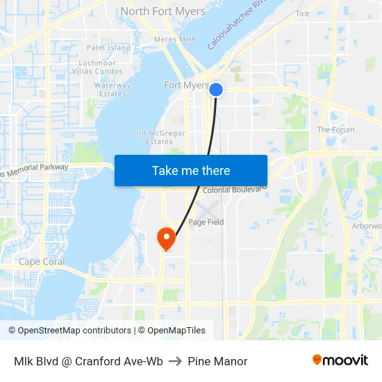 Mlk Blvd @ Cranford Ave-Wb to Pine Manor map