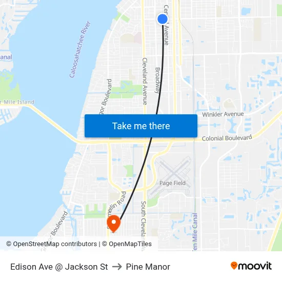 Edison Ave @ Jackson St to Pine Manor map