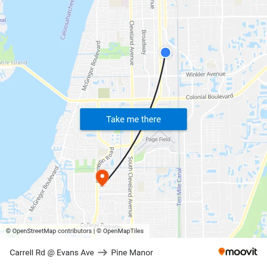 Carrell Rd @ Evans Ave to Pine Manor map