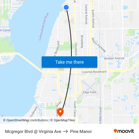 Mcgregor Blvd @ Virginia Ave to Pine Manor map
