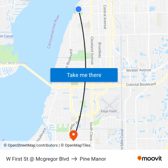 W First St @ Mcgregor Blvd to Pine Manor map