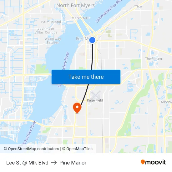 Lee St @ Mlk Blvd to Pine Manor map