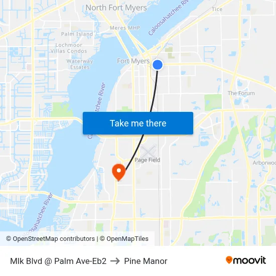 Mlk Blvd @ Palm Ave-Eb2 to Pine Manor map