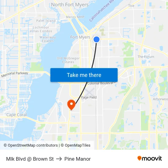 Mlk Blvd @ Brown St to Pine Manor map