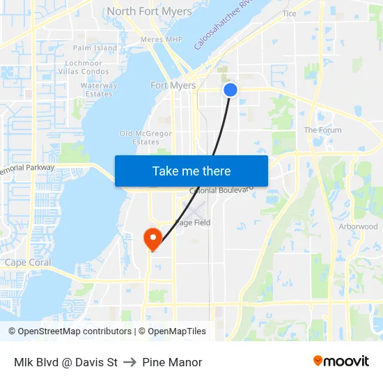 Mlk Blvd @ Davis St to Pine Manor map