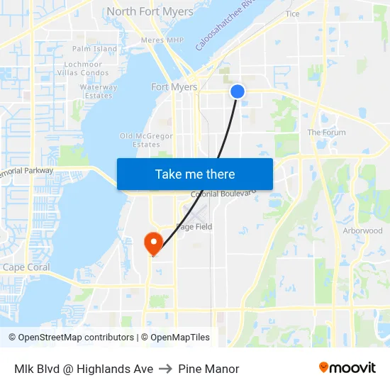 Mlk Blvd @ Highlands Ave to Pine Manor map