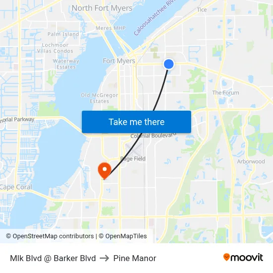 Mlk Blvd @ Barker Blvd to Pine Manor map