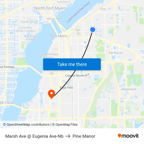 Marsh Ave @ Eugenia Ave-Nb to Pine Manor map