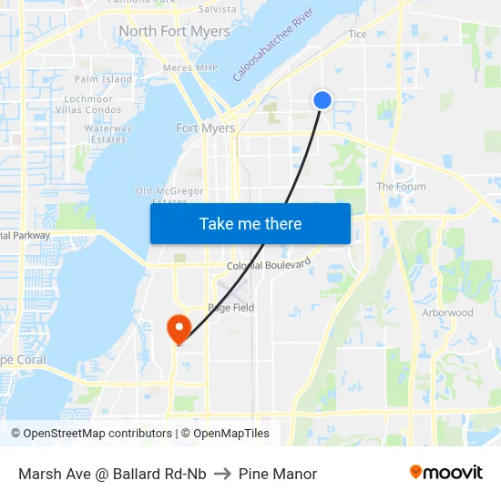 Marsh Ave @ Ballard Rd-Nb to Pine Manor map