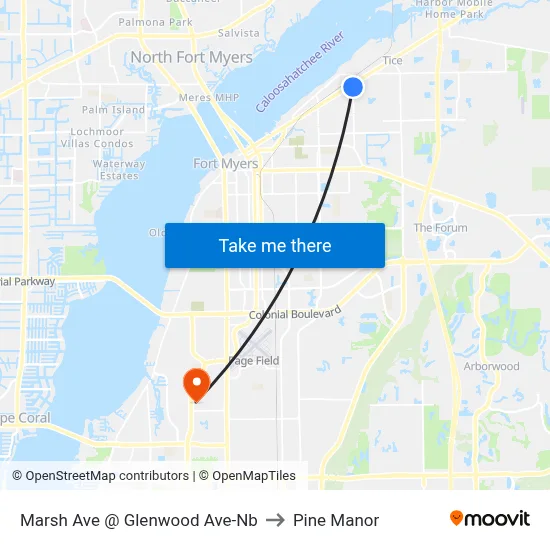 Marsh Ave @ Glenwood Ave-Nb to Pine Manor map