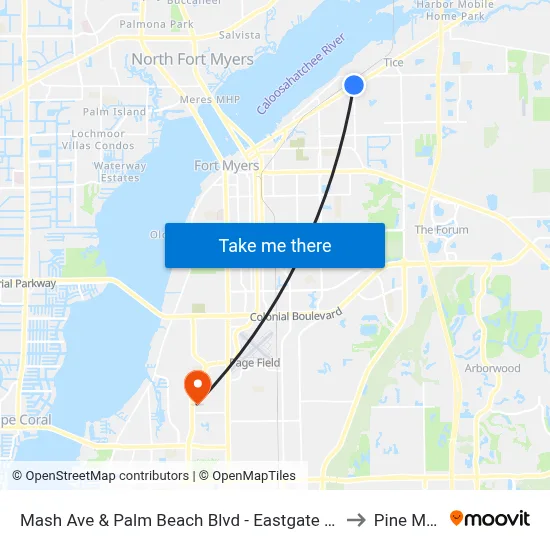 Mash Ave & Palm Beach Blvd - Eastgate Shop Ctr @ P to Pine Manor map