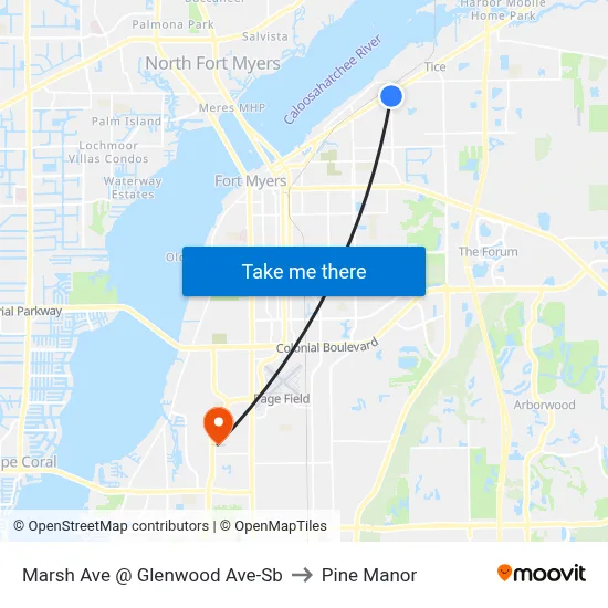 Marsh Ave @ Glenwood Ave-Sb to Pine Manor map