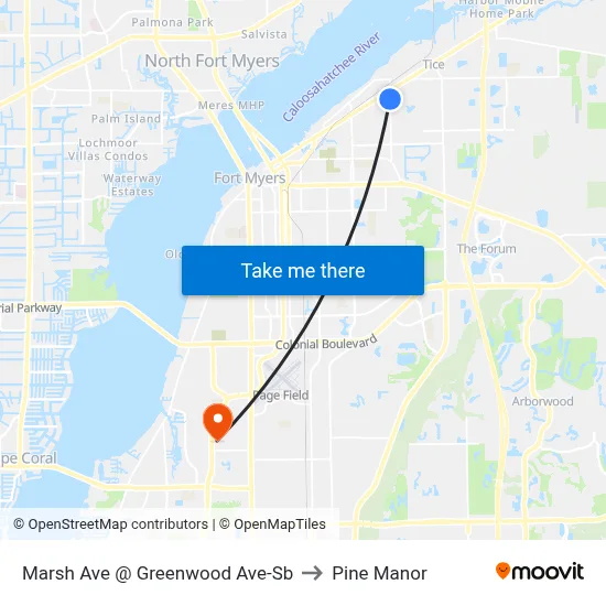 Marsh Ave @ Greenwood Ave-Sb to Pine Manor map