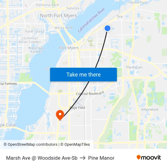 Marsh Ave @ Woodside Ave-Sb to Pine Manor map