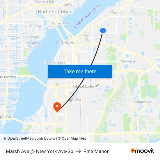 Marsh Ave @ New York Ave-Sb to Pine Manor map