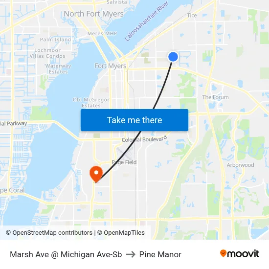 Marsh Ave @ Michigan Ave-Sb to Pine Manor map