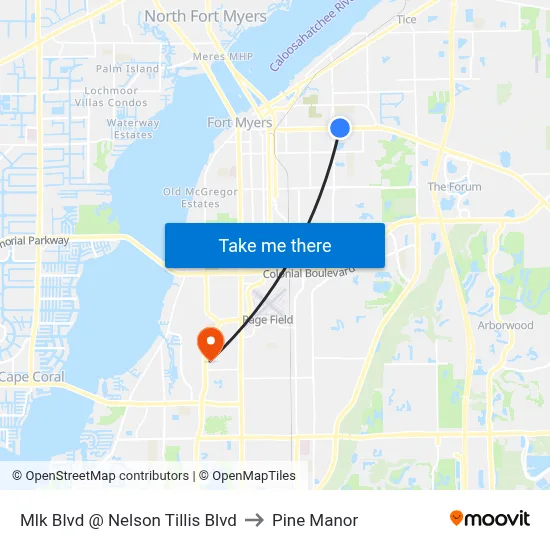 Mlk Blvd @ Nelson Tillis Blvd to Pine Manor map