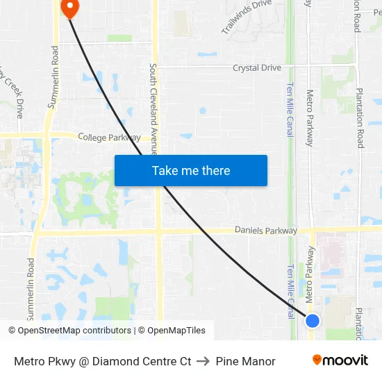 Metro Pkwy @ Diamond Centre Ct to Pine Manor map