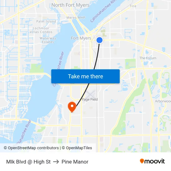 Mlk Blvd @ High St to Pine Manor map