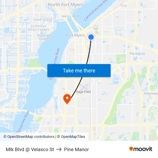 Mlk Blvd @ Velasco St to Pine Manor map