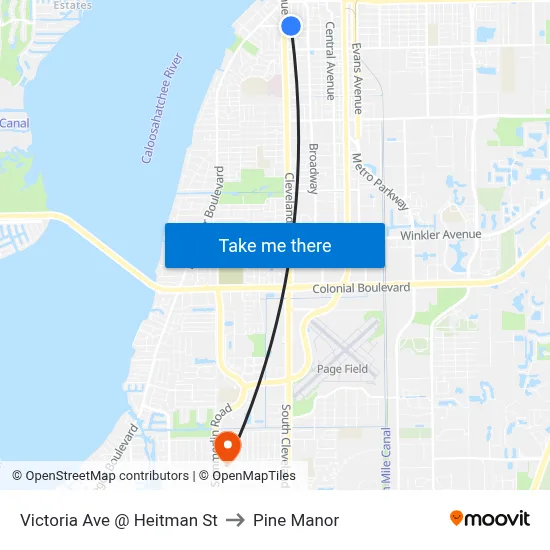 Victoria Ave @ Heitman St to Pine Manor map