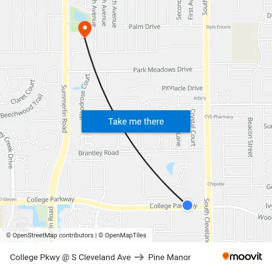College Pkwy @ S Cleveland Ave to Pine Manor map