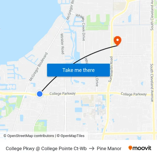 College Pkwy @ College Pointe Ct-Wb to Pine Manor map
