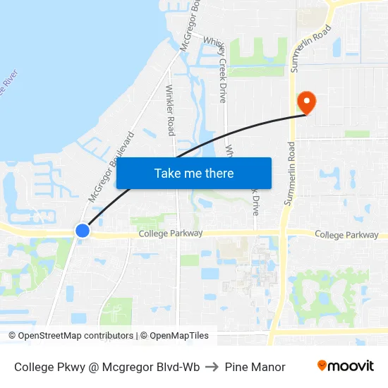 College Pkwy @ Mcgregor Blvd-Wb to Pine Manor map