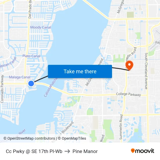 Cc Pwky @ SE 17th Pl-Wb to Pine Manor map