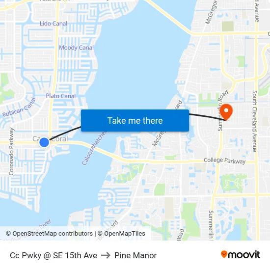 Cc Pwky @ SE 15th Ave to Pine Manor map